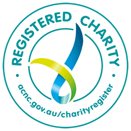 A circular logo with the words "REGISTERED CHARITY" and "acnc.gov.au/charityregister" surrounding a blue and green ribbon-like symbol in the center.